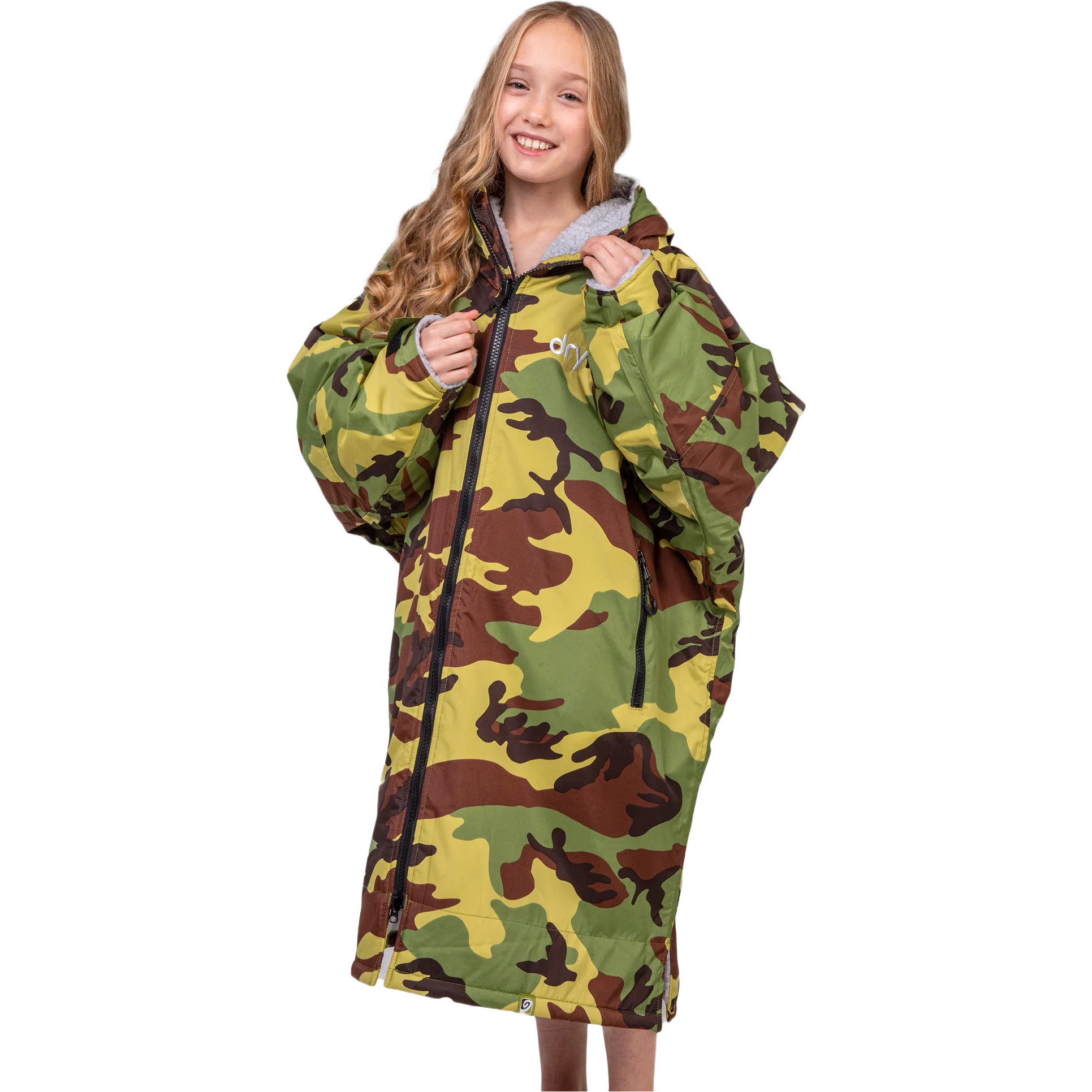 2025 Dryrobe Junior Advance Long Sleeve Changing Robe V3 V3KSLSDA - Grey / Camo